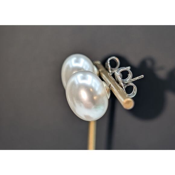 Extra Large Classic Timeless Faux Pearl Post Earrings - Picture 2 of 5